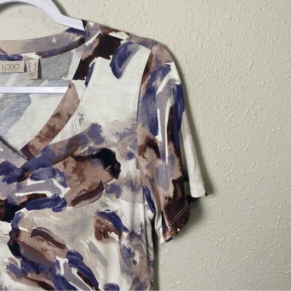 LOGO Lori By Goldstein Asymmetrical Abstract Design Tunic Women's Size Small - Picture 4 of 12